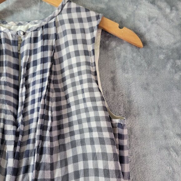 JCrew Women Silk Gingham Popover Top 6 Black White Check Sleeveless Quiet Luxury - Picture 6 of 12